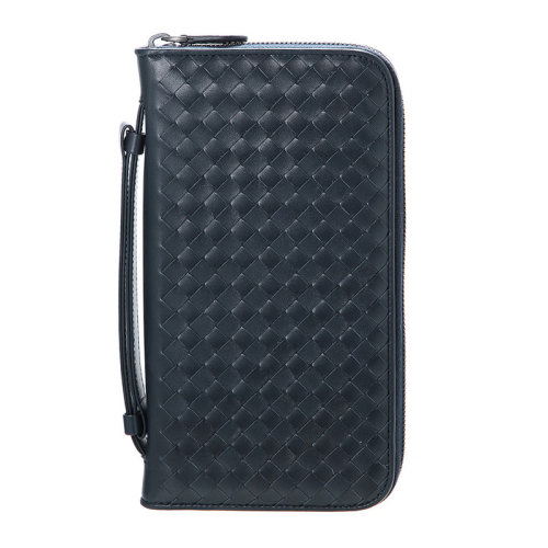 Bottega Veneta/葆蝶家  男士牛皮編織長款手拿包錢包