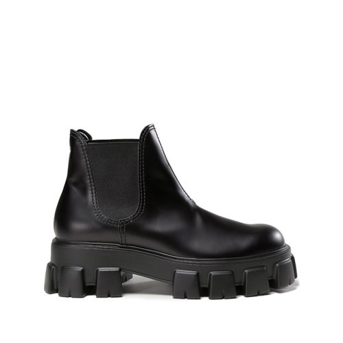 PRADA/普拉達 男士Monolith系列亮面皮革厚底靴子短靴切爾西靴 2TE174 B4L