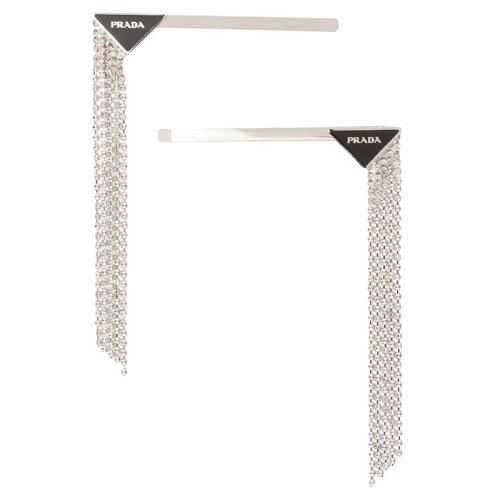 PRADA/普拉達(dá)  女士黑色/水晶色黃銅流蘇裝飾發(fā)夾1IF061_2DR5_F0BMJ