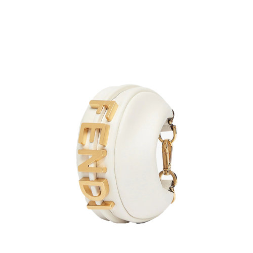 Fendi/芬迪 22年春夏新款 女士白色小牛皮復(fù)古金色金屬徽標可調(diào)節(jié)手腕包7AS089A5DYF1HEL