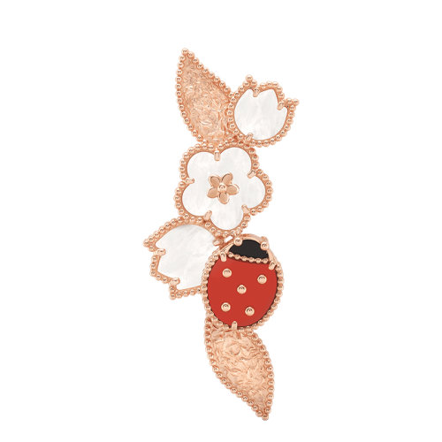 Van Cleef & Arpels/梵克雅寶 Lucky Spring系列 18K金玫瑰金珍珠母貝瑪瑙瓢蟲形狀胸針VCARP7RS00