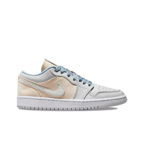 Nike/耐克 Air 1 Low Canva 女款 灰藍 帆布 低幫 運動 休閑 板鞋 DQ4151-500