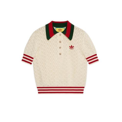  GUCCI古馳 22年秋冬 女士 adidas x Gucci聯(lián)名系列棉質(zhì)Polo衫 693832 XKCDM 9133
