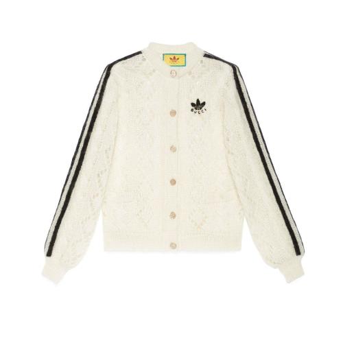  GUCCI古馳 22年秋冬 女士 adidas x Gucci聯(lián)名系列馬海毛針織開衫 717329 XKCMO 9791