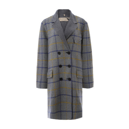 BURBERRY/博柏利 巴寶莉 burberry服裝 羊毛羊絨灰色格紋女士大衣  女裝 外套