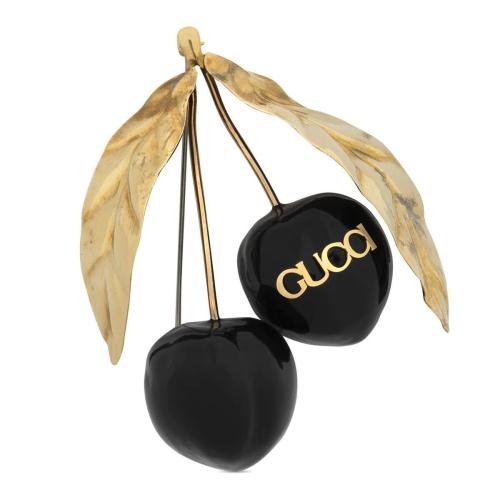  GUCCI古馳 22年秋冬 女士 琺瑯Gucci櫻桃胸針 716309 J1631 8029