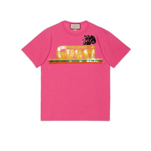  GUCCI古馳 22年秋冬 女士 飾Gucci臭鼬刺繡棉質(zhì)T恤 717422 XJEVZ 5092