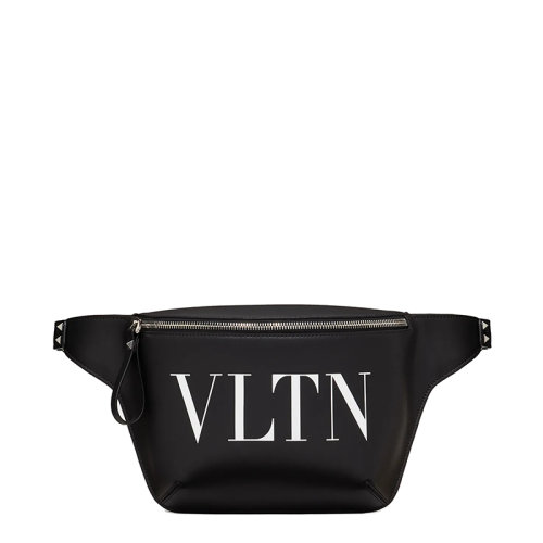 Valentino/華倫天奴 21新款 VLTN系列 男士黑色小牛皮拉鏈開合VLTN印花腰包WY2B0A87WJW0NI