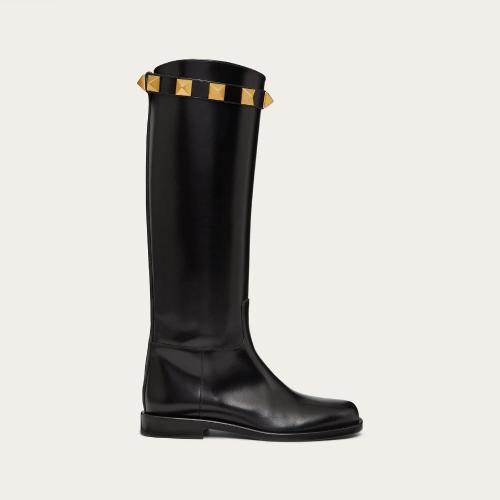  VALENTINO華倫天奴 22年秋冬 女士 高筒靴 BOTTES ROMAN STUD EN CUIR DE VEAU. TALON?: 15?