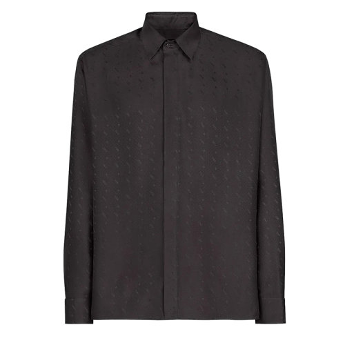 FENDI/芬迪 男士黑色斜紋桑蠶絲襯衫FS0808AH20F0QA1