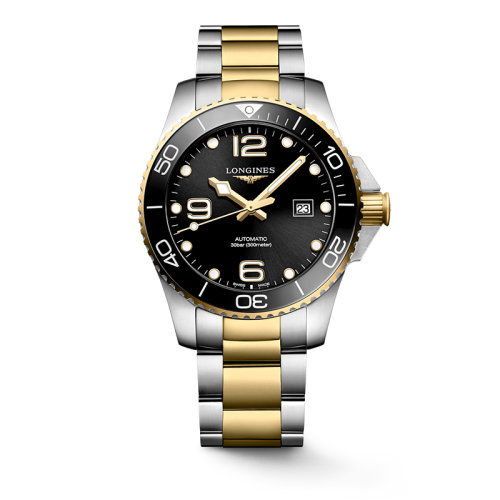 LONGINES/浪琴 22年秋冬新款 康卡斯?jié)撍盗?男士黑色太陽飾紋表盤自動機械機芯精鋼表殼表帶腕表43毫米L3.782.3.56.7