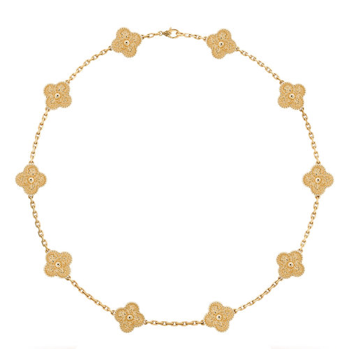 Van Cleef & Arpels/梵克雅寶 經(jīng)典Vintage Alhambra系列 18k金黃金10四葉草項(xiàng)鏈VCARO1ID00