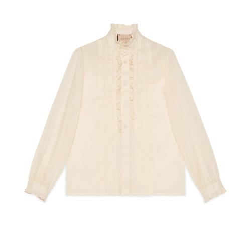  GUCCI古馳 22年秋冬 男士 荷葉邊棉質(zhì)襯衫 685983 ZAJMB 9193