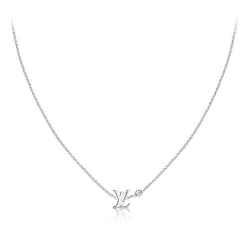 Louis Vuitton/路易威登 經(jīng)典款I(lǐng)DYLLE BLOSSOM系列 18k金白金徽標(biāo)字母造型鑲嵌鉆石鏈條項鏈Q(jìng)93653
