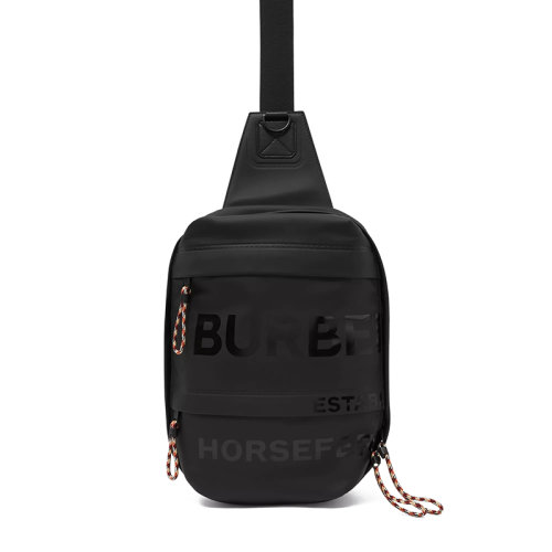 BURBERRY/博柏利  Horseferry系列 男士黑色大號涂層帆布Horseferry印花手提單肩背包80365541