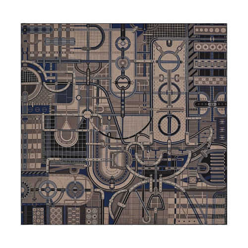 HERMES/愛馬仕 22年早春新款 Carré H 140 Rue du Sellier系列 男士拼色羊絨真絲混紡圍巾H553775T03