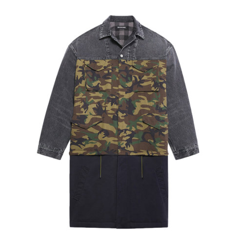 Balenciaga/巴黎世家 男士拼色棉質(zhì)隱藏式紐扣長袖上衣夾克外套大衣風衣 659092-TKL14-2840