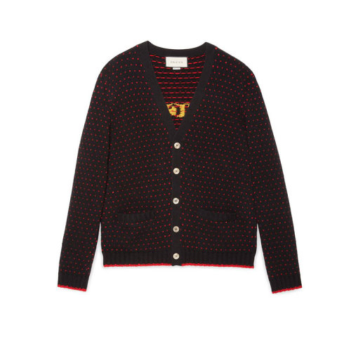 GUCCI/古馳  古馳男裝  時(shí)尚潮流男士飾小羊嵌花羊毛開衫 595500 XKAUZ 1082 HC0640