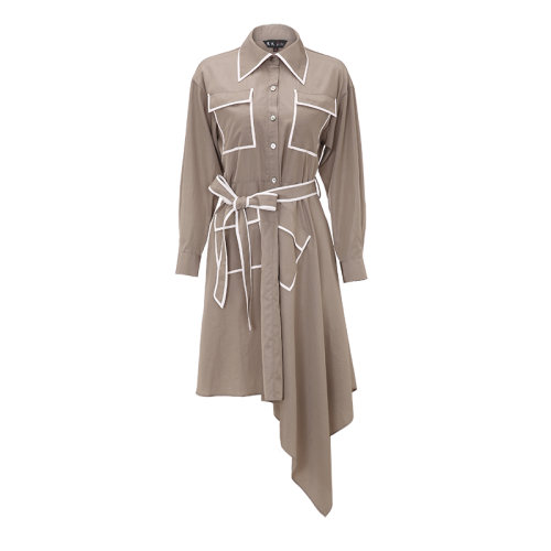 bifubyxingchen/彼伏軍綠色工裝風連衣裙女士連衣裙