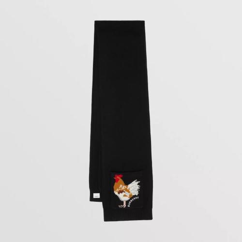  BURBERRY 22年秋冬 女士 動物貼花羊毛混紡圍巾 80650831