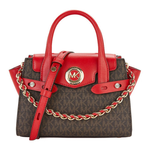 Michael Kors/邁克·科爾斯 CARMEN系列女士拼色PVC配皮經(jīng)典MK字母徽標印花推鎖開合單肩包斜挎包手提包女包 30T0GNMM0B 多色可選