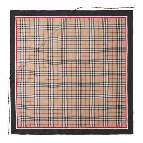 BURBERRY/博柏利 抽繩細節(jié) Vintage 格紋絲質(zhì)方巾 80417341