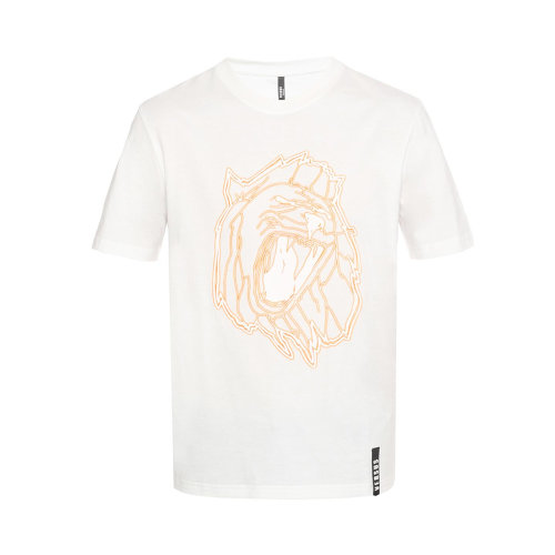 VERSACE/范思哲 男士白色棉質(zhì)橙色老虎印花圓領(lǐng)短袖T恤 BU90545-BJ10289-B7001