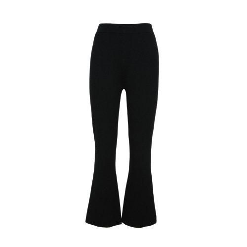 【Designer Womenwear】SHOKAY/繡嘉 秋冬新品女士休閑褲 東方系列女士針織合體喇叭長褲藏藍(lán)黑色