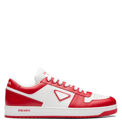 PRADA/普拉達(dá) 22年早春新款 Downtown系列 男士白色/漆紅色皮革運(yùn)動(dòng)鞋2EE364_3LKG_F0O3N