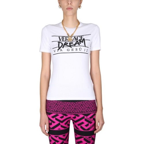  VERSACE/范思哲 女士白色棉質(zhì)短袖T恤 1006309 1A00769 2W020 PLFSX