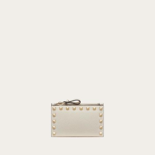  VALENTINO華倫天奴 22年秋冬 女士 錢包 PORTE-CARTES ROCKSTUD ZIPPé EN CUIR DE VEAU GRAIN