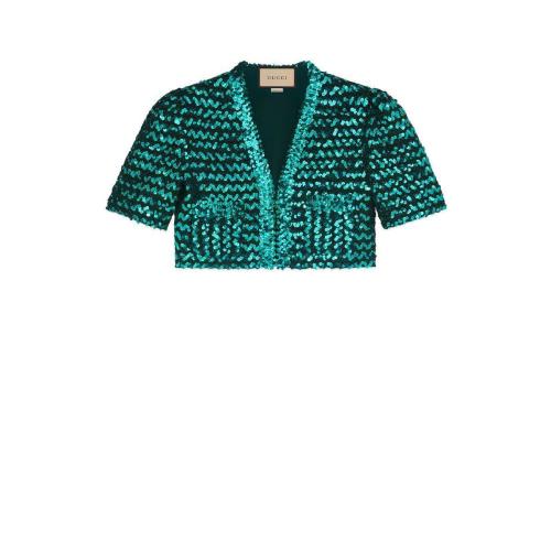  GUCCI古馳 22年秋冬 女士 金銀絲線和亮片夾克 653449 XKBTI 3348