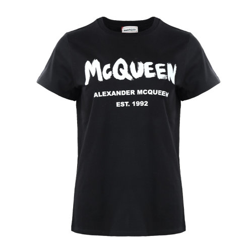 Alexander McQueen/亞歷山大麥昆22春夏字母徽標(biāo)印花女士短袖T恤 608614QZAD3