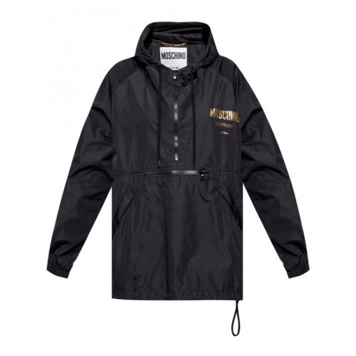 Moschino 莫斯奇諾 20春夏 女裝 服飾 黑色聚酰胺連帽經(jīng)典logo拉鏈夾克衫女士衛(wèi)衣 J051355181555