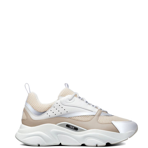 DIOR/迪奧 22年秋冬新款 B22系列 男士奶油白色/米色網(wǎng)眼織物拼光滑牛皮革運動鞋3SN231YXX_H160