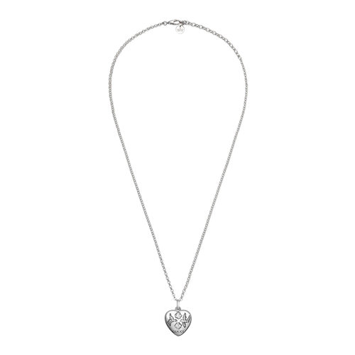 GUCCI/古馳  Blind for Love系列 925銀心形吊墜?項鏈455542J84000701