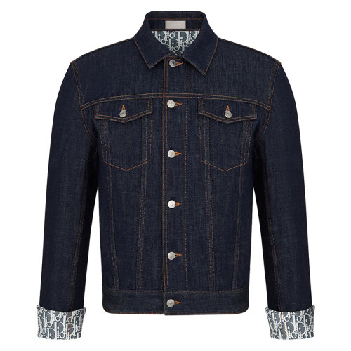 DIOR/迪奧  男士DIOR斜紋印花深藍(lán)色棉質(zhì)牛仔夾克 013D482B226X_C580