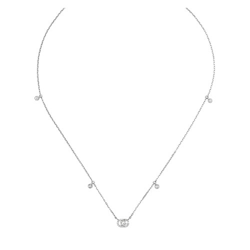 GUCCI/古馳  GG Running系列 18k金白金雙G吊墜28顆鉆石項(xiàng)鏈479231J85409066