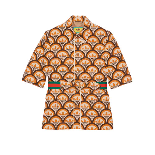 GUCCI/古馳 22年秋冬新款 adidas聯(lián)名系列 男士米色/棕色純棉老花圖案夾克外套701814ZAIXM2391