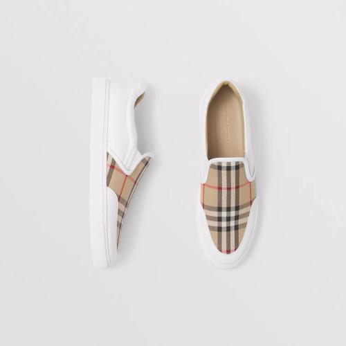  BURBERRY 22年秋冬 女士 皮革拼 Vintage 格紋套穿式運動鞋 80432121 預(yù)定商品1-3周發(fā)貨