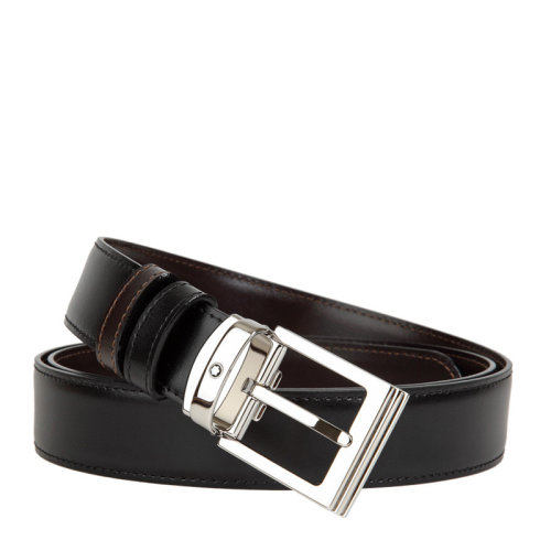 MontBlanc/萬寶龍 男士黑色牛皮商務休閑針扣皮帶腰帶可裁剪 107664