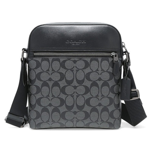 COACH 蔻馳 黑色PVC配皮小號單肩斜挎包 4010 QBMI5 男款