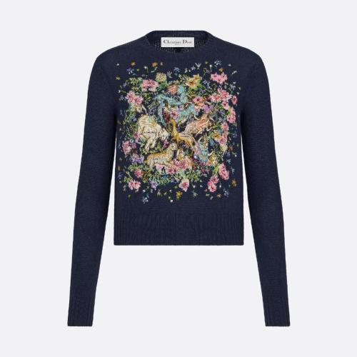  DIOR迪奧 22年秋冬 女士 針織衫 Dior Chez Moi 針織衫 244S57AM029_X5877