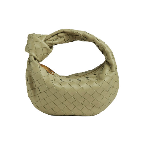 Bottega Veneta/葆蝶家 22新款Mini Jodie系列 女士洞石綠Intrecciato編織羊皮革金色飾面肩背手提包651876VCPP52916