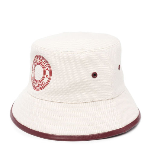 BURBERRY/博柏利 女士拼色棉質(zhì)經(jīng)典字母徽標(biāo)印花裝飾水桶帽遮陽帽禮帽女帽 8038166