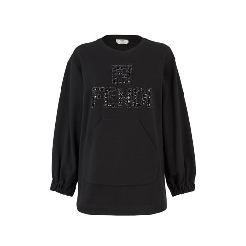  FENDI/芬迪  女裝 女士品牌字母LOGO黑色時(shí)尚百搭棉質(zhì)圓領(lǐng)秋冬女衛(wèi)衣 FS7158A7W7F0GME