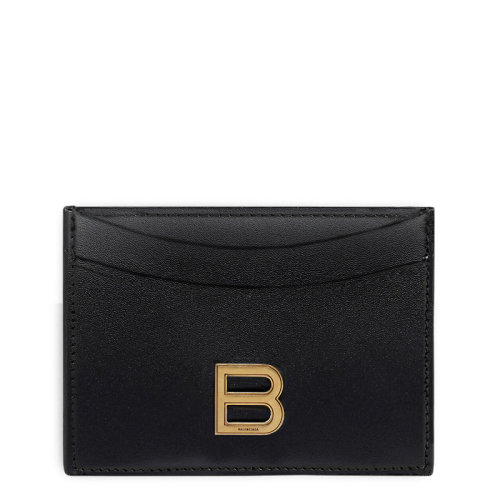 Balenciaga/巴黎世家 21新款 HOURGLASS系列 女士黑色閃亮小牛皮B徽標卡片夾6373701QJ4M1000