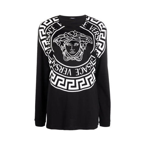 VERSACE/范思哲 女士黑色棉質(zhì)經(jīng)典印花長袖上衣衛(wèi)衣 1001534-1A00603-2B020