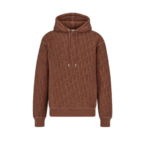 DIOR/迪奧 22年早春新款 男士棕色純棉毛圈面料老花印花寬松版型連帽衫衛(wèi)衣113J631A0684_C777