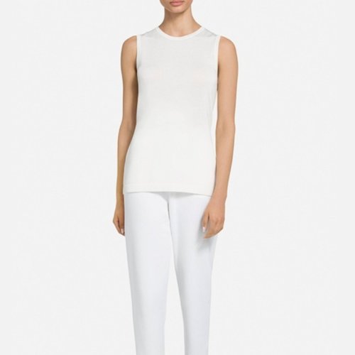 St.John/盛薔修身平紋針織女士短袖T恤K9100C1